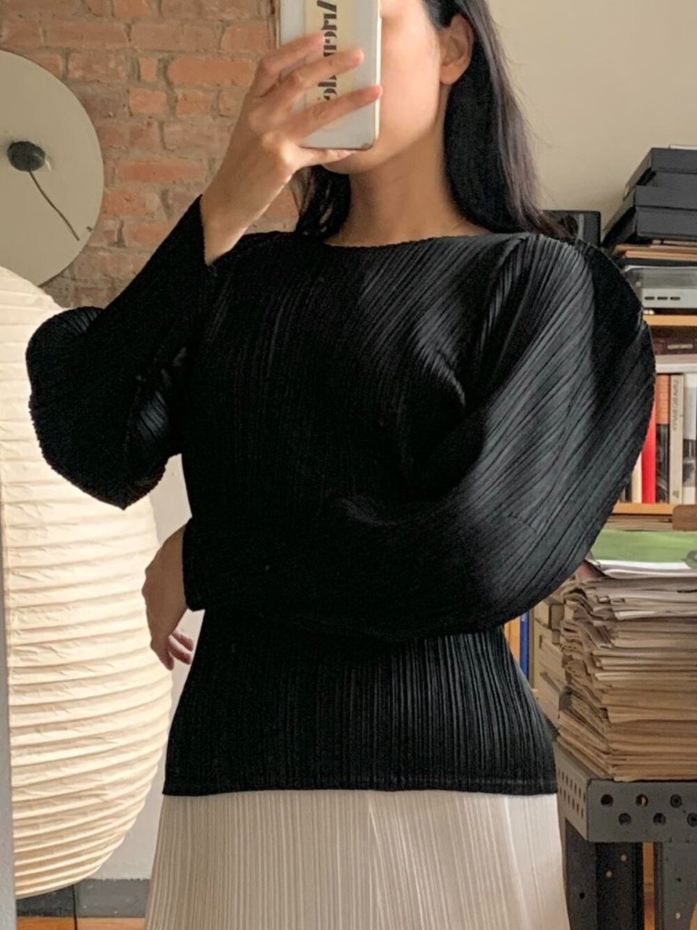 Issey Miyake Pleats Please Rounded Shoulder Top Black JP3